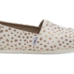 TOMS Cream and Gold Polka Dot Slip On Classic